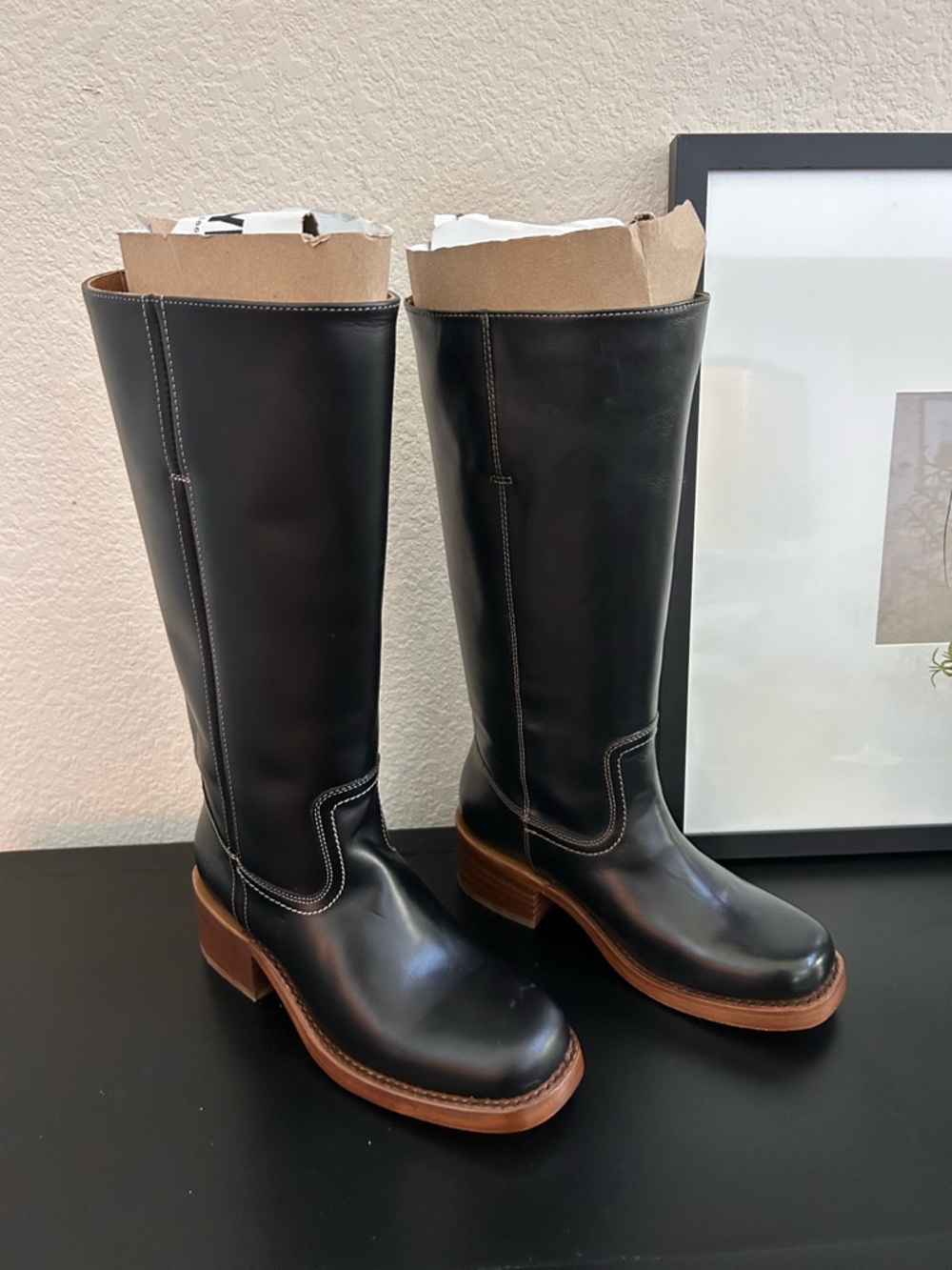 New Frye Campus 14L Tall Boots Jet Black Shadow - Picture 3 of 8